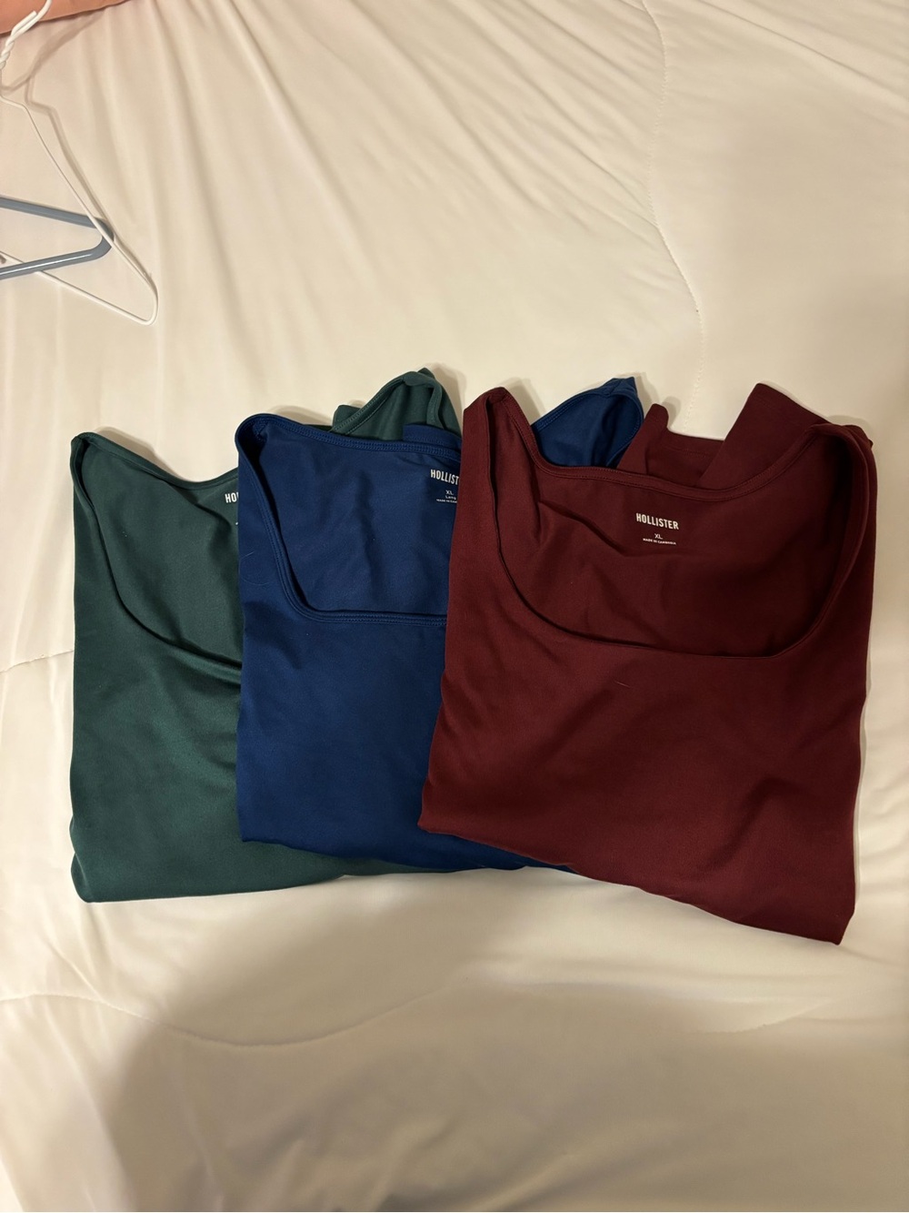 Hollister Crop Top Set - Forest Green, Royal Blue, Burgundy